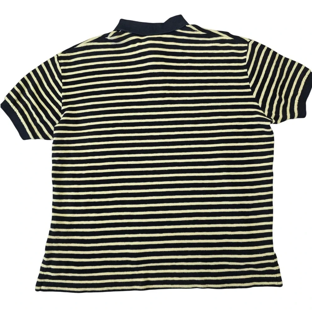 Polo Ralph Lauren Striped Polo Shirt Men Large Black Yellow Short Sleeve